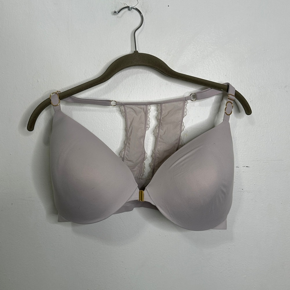 Victoria's Secret Front Close Racerback Lace Bra Lavender Grey 36DDD 11169930
